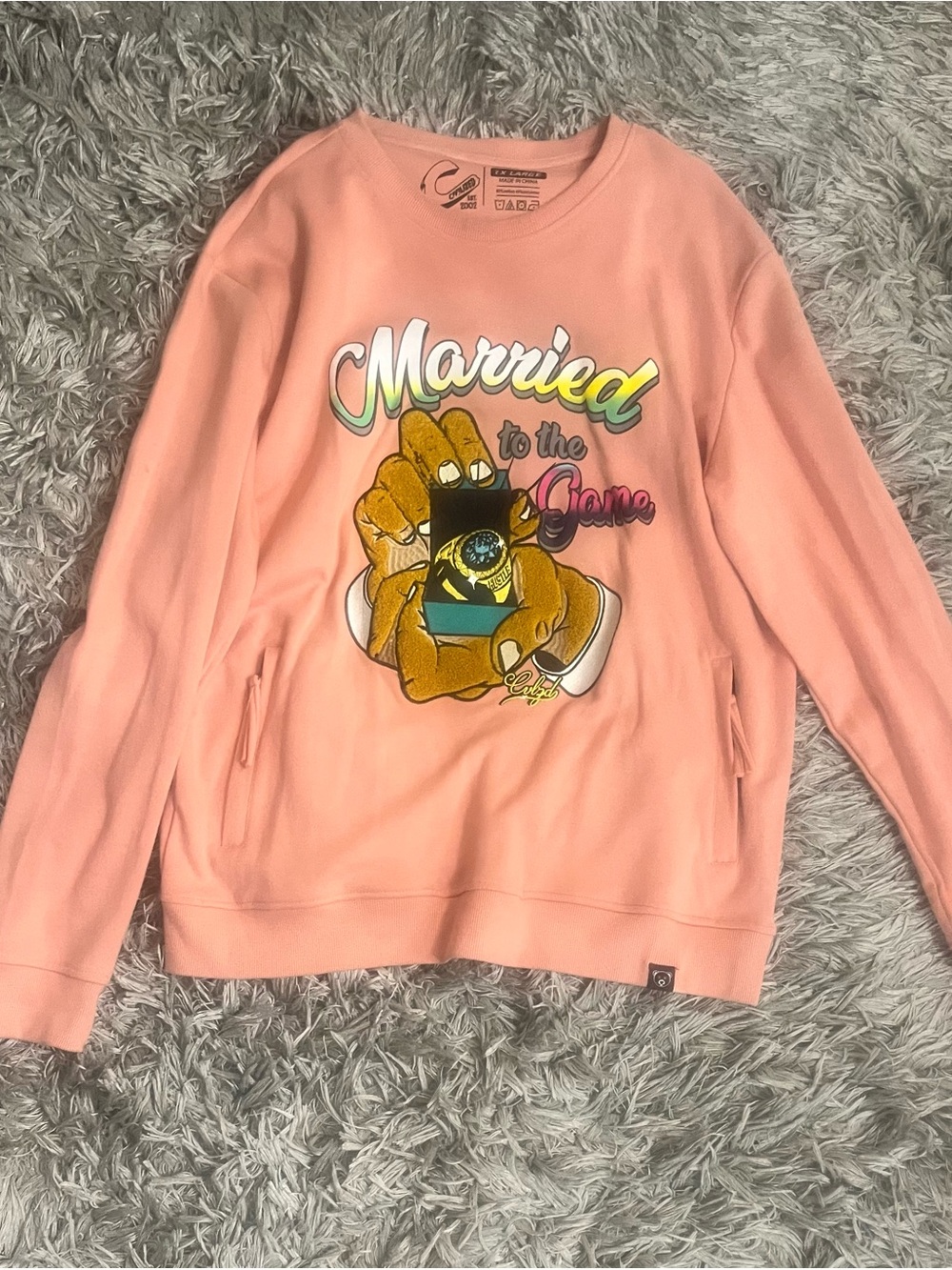 Civilized Men’s Peach Graphic Crewneck Sweater - Married to the Game 2XL